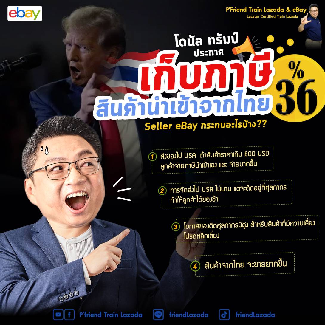 โดนัลด์ ทรัมป์ ประกาศเก็บภาษีนำเข้าสินค้าจากไทยในอัตรา 36%